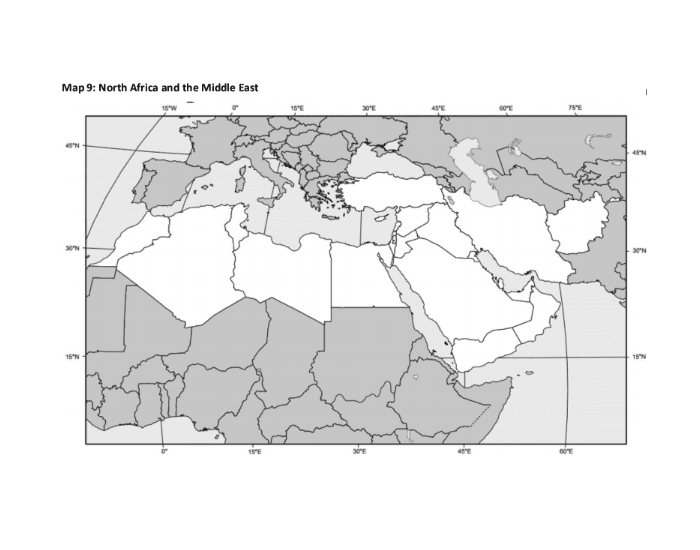 blank middle east map