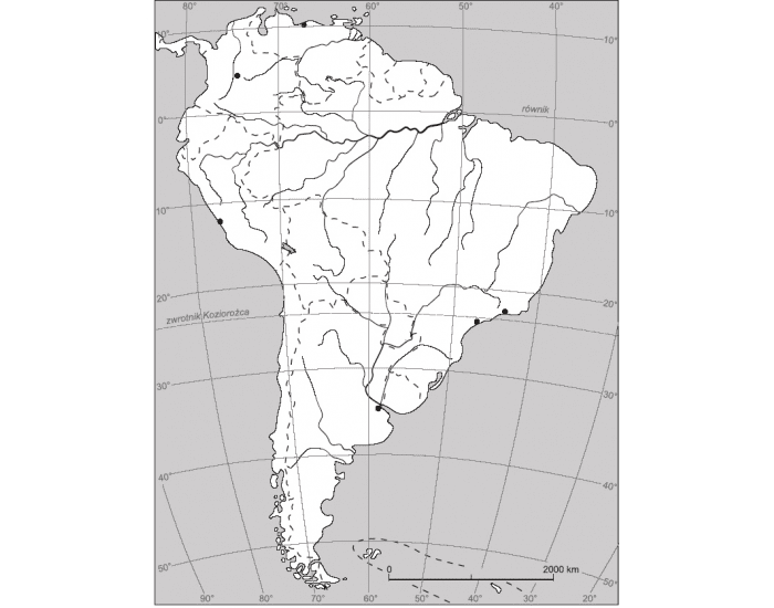 Ameryka Północna I Południowa Quiz Konturówka Ameryka Południowa (Mapa Fizyczna) — Printable Worksheet