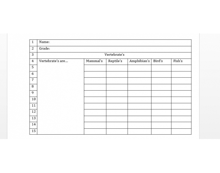 Columns And Rows Table Questions How many columns and rows in this Ms. Word table? Quiz