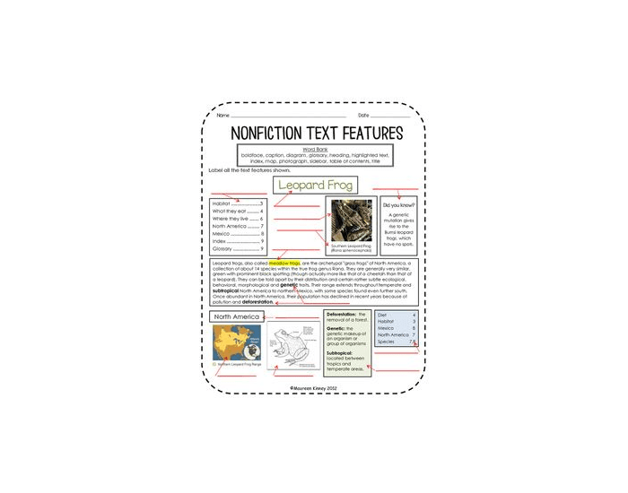 Nonfiction Text Features Quiz