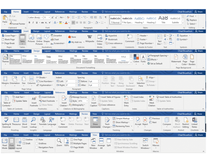 Word 2019 Ribbon Game — Printable Worksheet
