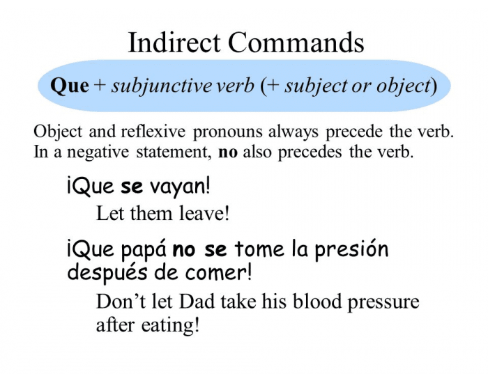 Indirect Commands: Translation Quiz