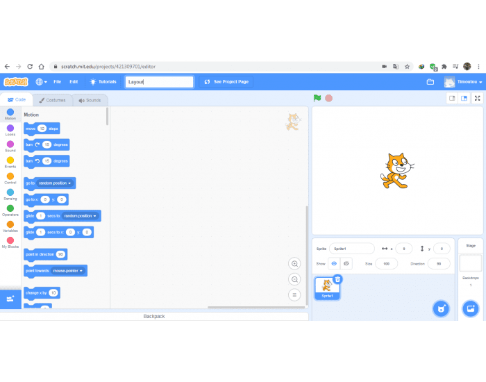 Scratch Programming Environment Layout The Layout of Scratch Programming - (SDHHV) Quiz