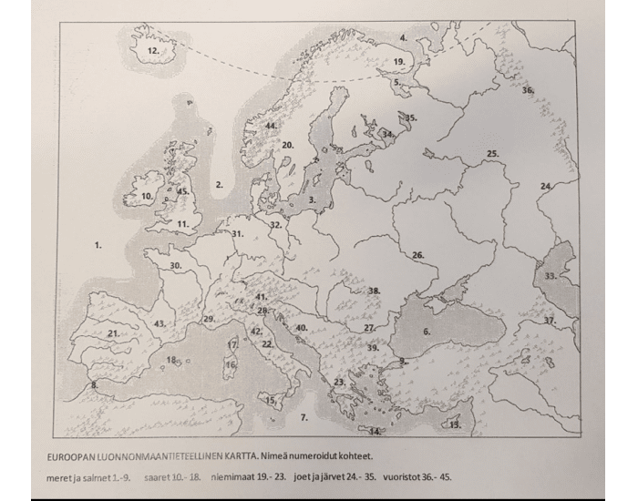 Euroopan jokia, järviä ja vuoristoja Quiz