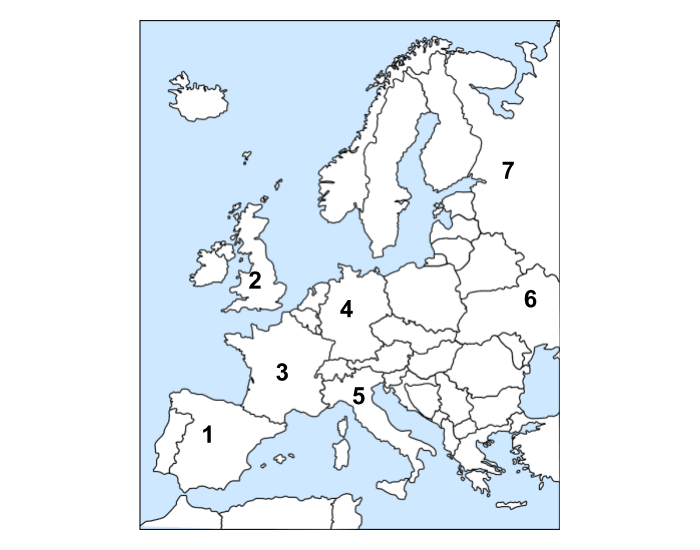 Europe Practical Map Europe's Political Map 2 — Printable Worksheet