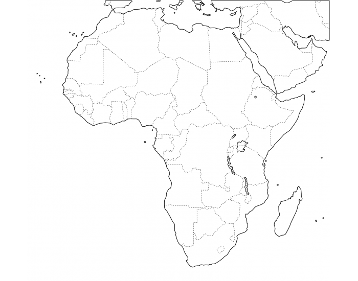 Slepá Mapa Afrika — Printable Worksheet