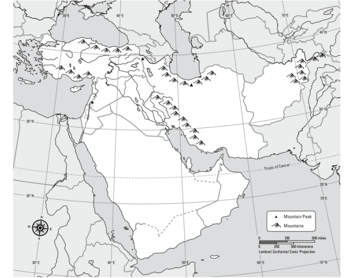 Sw Asia Map Rivers SW Asia: PHYSICAL MAP (bodies of water) Quiz