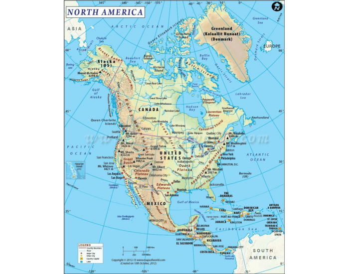 Sjeverna Amerika - vode, gorja, otoci, itd. Quiz