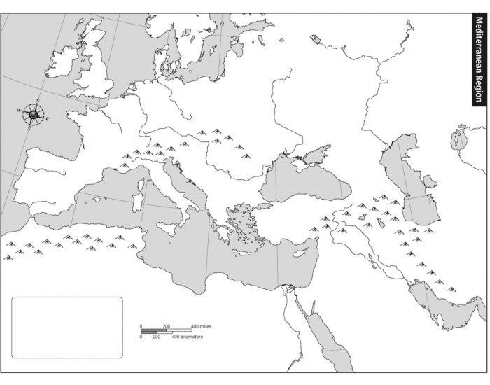 Ancient World Mediterranean Map Printable Worksheet