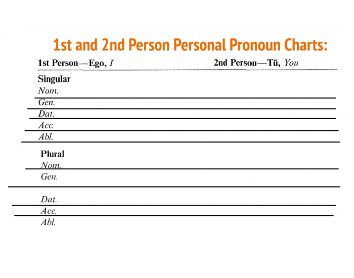 1st and 2nd Person Personal Pronoun Charts Quiz
