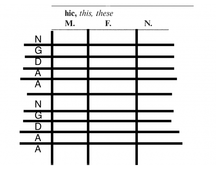 Hic, Haec, Hoc Chart — Printable Worksheet