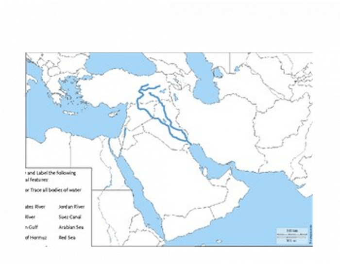 Sw Asia Map Rivers Southwest Asia Rivers Map — Printable Worksheet