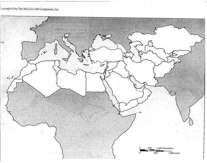Honors Middle Eastern Countries Map Quiz