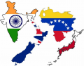 The three biggest cities in India, New Zealand, Venezuela and Japan