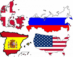 The three biggest cities in USA, Russia, Denmark and Spain