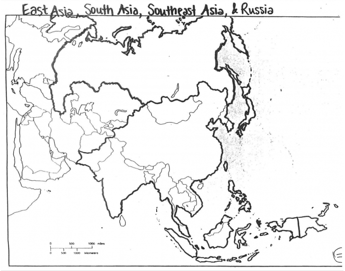 Asia and Russia Countries Map Quiz