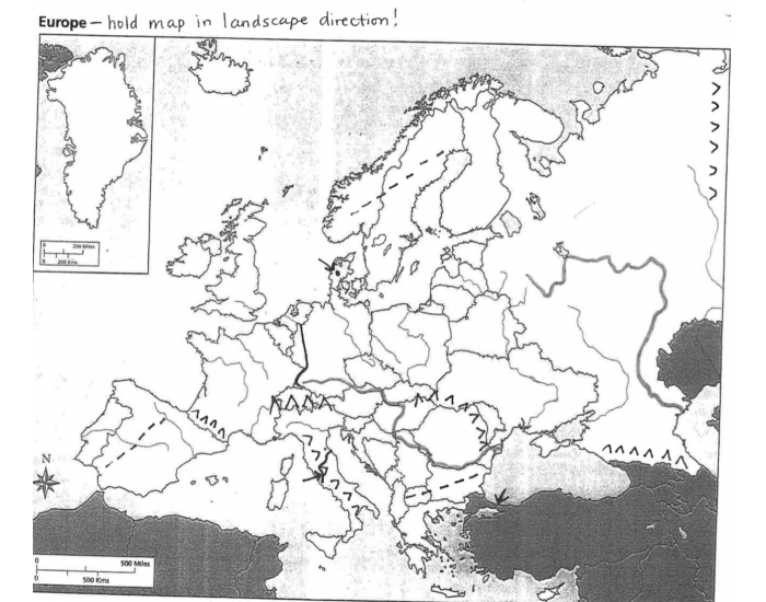 Europe Physical Features Map Quiz