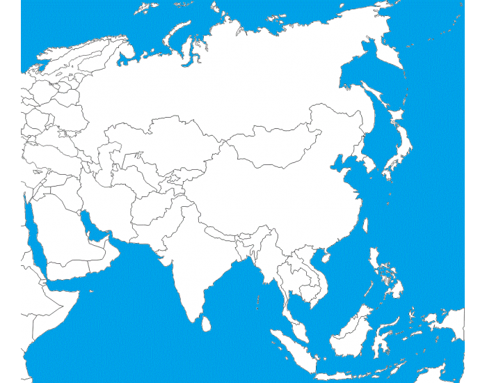 slepá mapa Ázie (moria, ostrovy, polostrovy...) Quiz