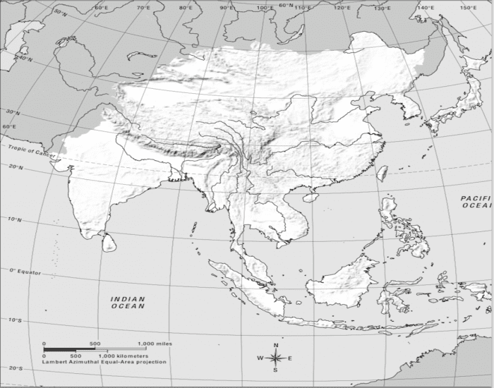 Physical Monsoon Map of Asia Quiz