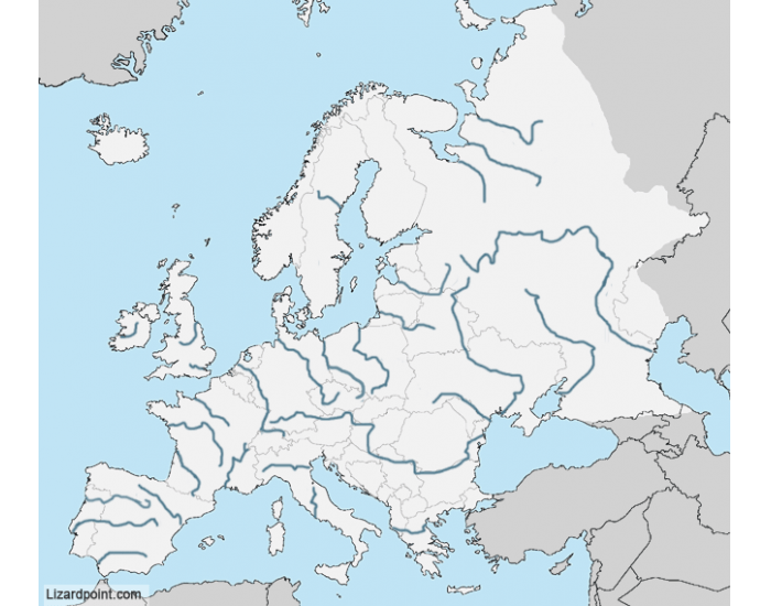Europe Map w/ rivers Quiz