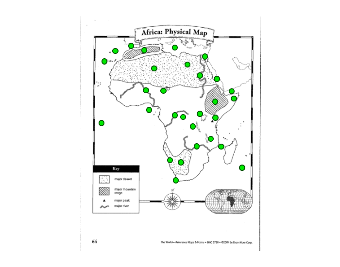 Africa Physical Map 2 — Printable Worksheet