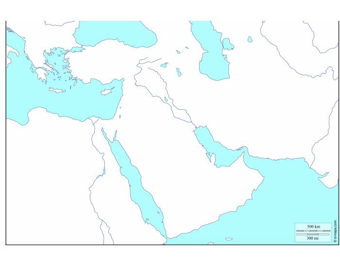 Countries of South west Asia political Map Game — Printable Worksheet