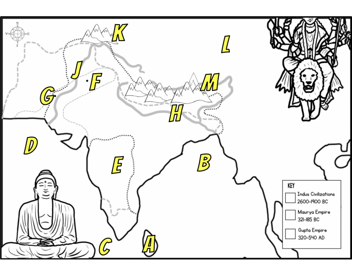 Indus River Valley Map Practice Printable Worksheet