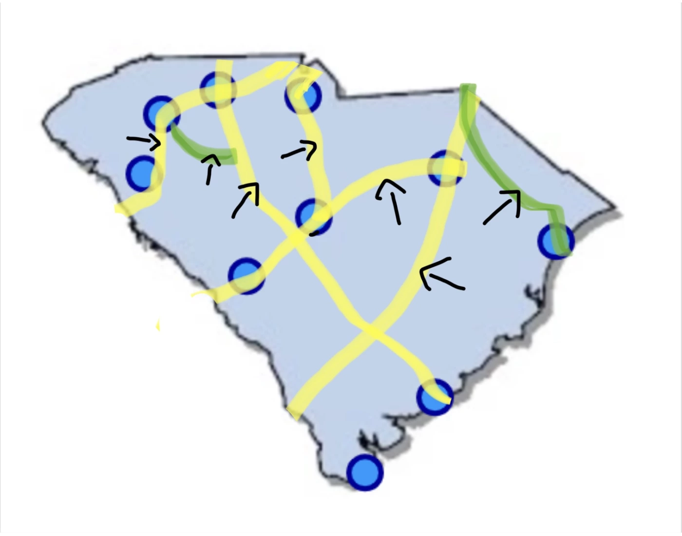 Sc Interstates SC Interstates and Major Cities (Flowers) Quiz