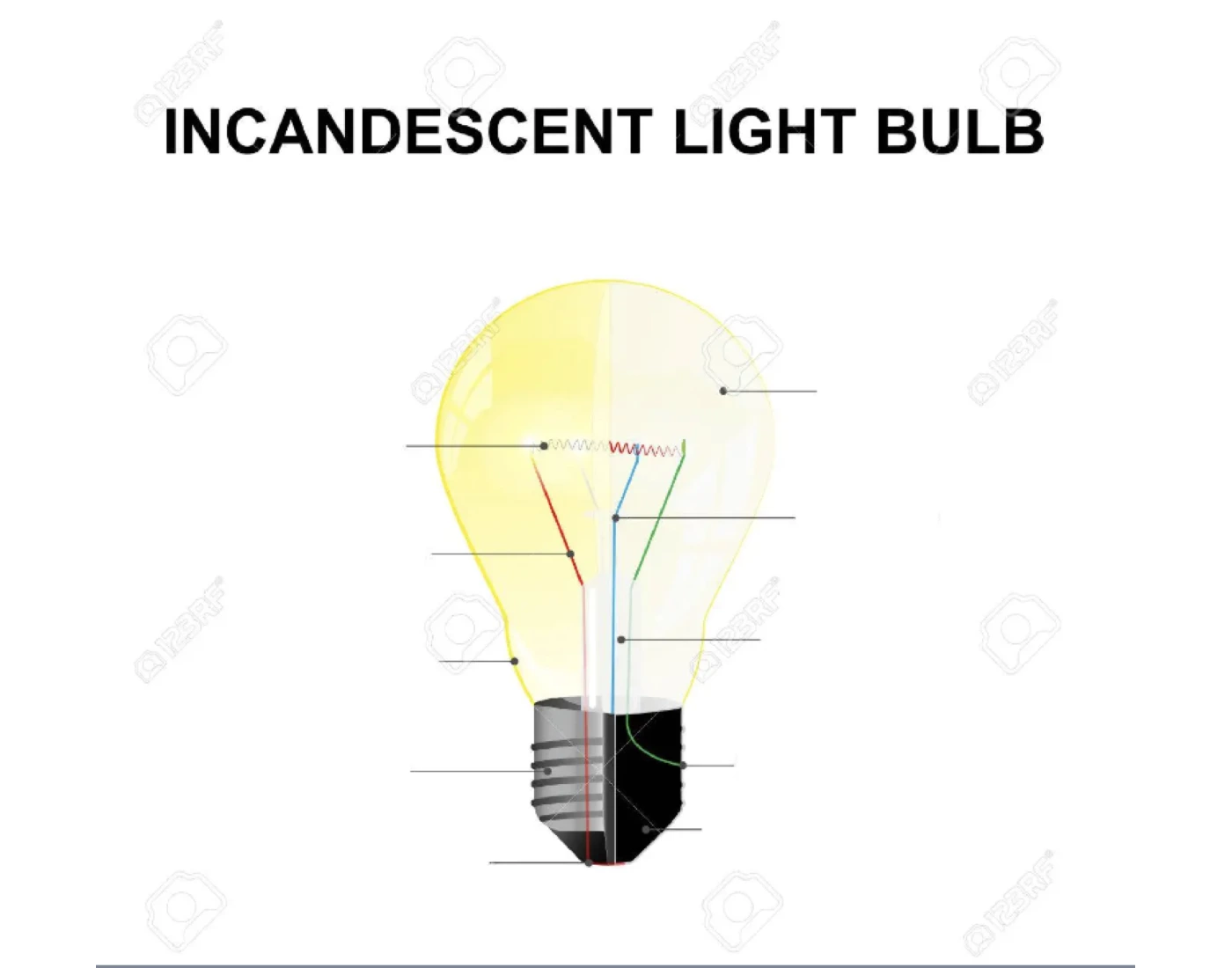 Parts of a incandescent light bulb quiz — Printable Worksheet