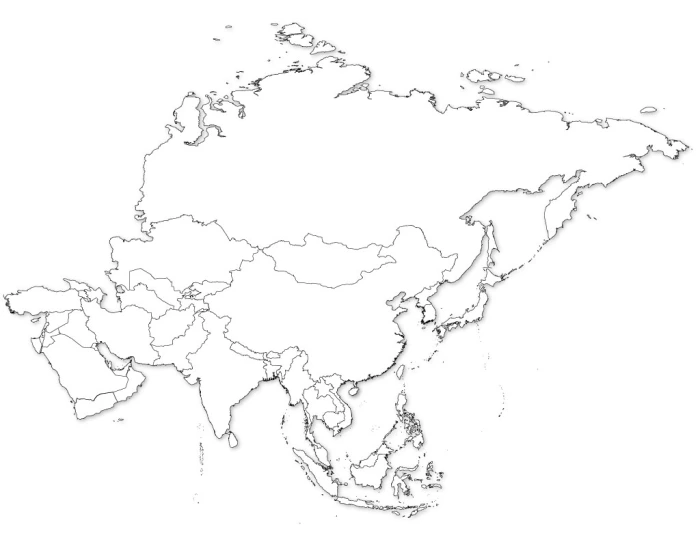 Slepá mapa Ázie - štáty Quiz