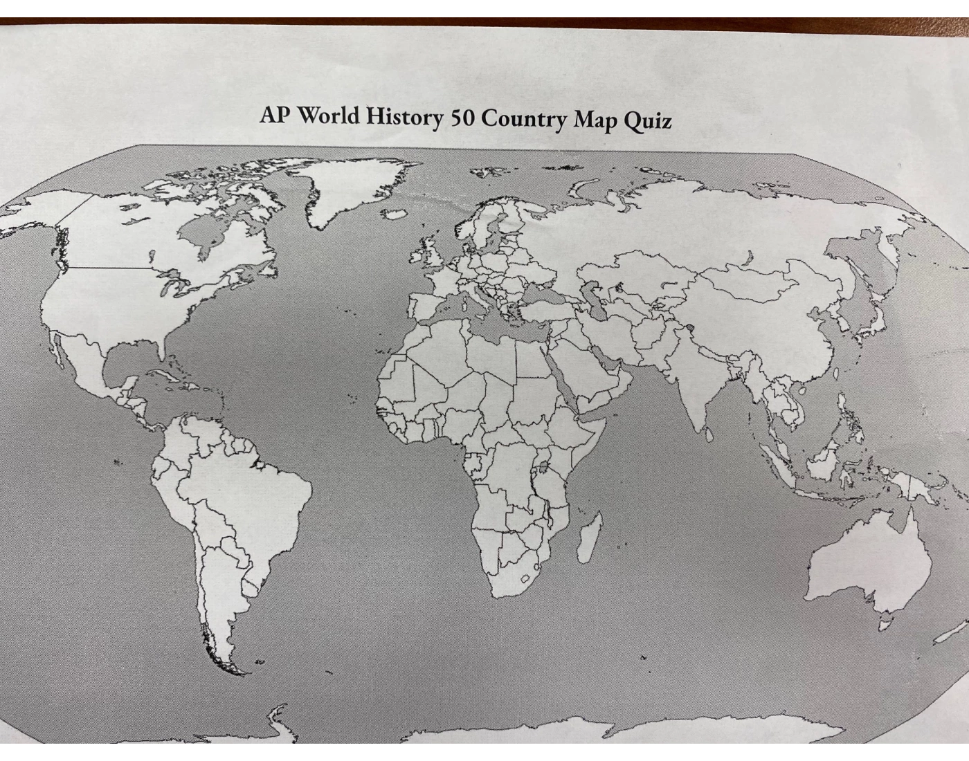 AP World Map Quiz — Printable Worksheet