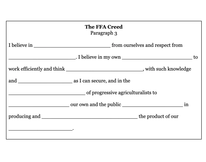 FFA Creed Paragraph 3 Quiz