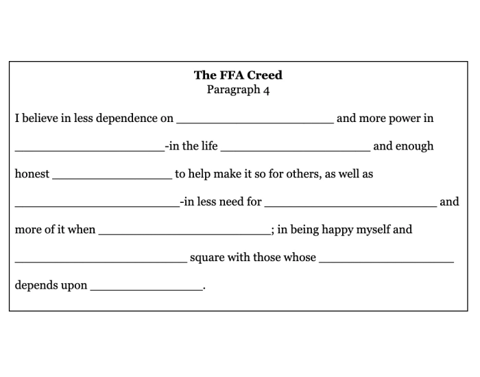 FFA Creed Paragraph 4 Quiz