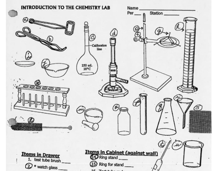 chem lab equiment — Printable Worksheet