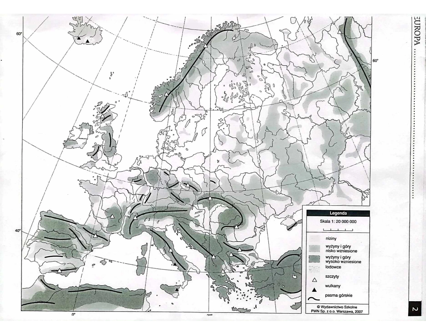 Geografia - mapa fizyczna Europy Quiz