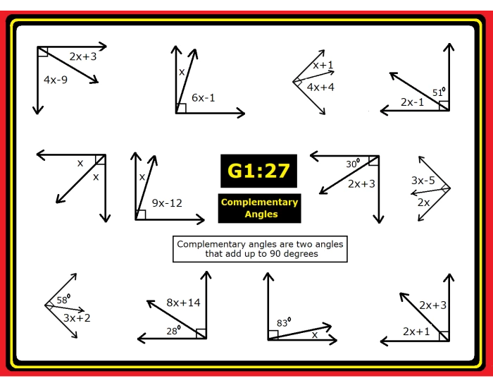 Complementary Algebra Complementary Angles #3 - Algebra: Solve for X Quiz