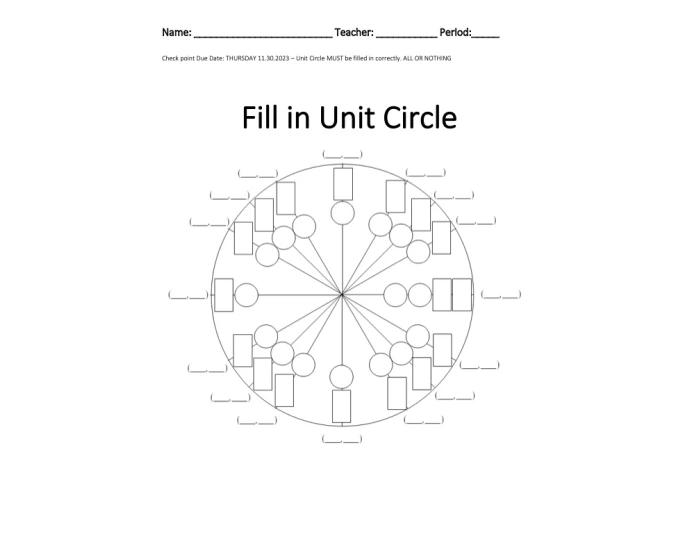 Unit Circle Quiz Unit circle quiz