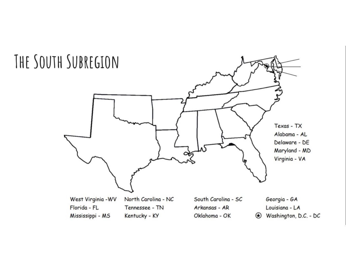 Southern Trivia 8th Gr. Geography: States of the Southern Region Quiz