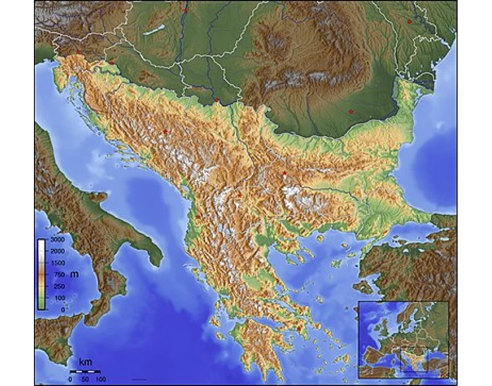 Balkan Peninsula: Landforms and Bodies of Water — Printable Worksheet