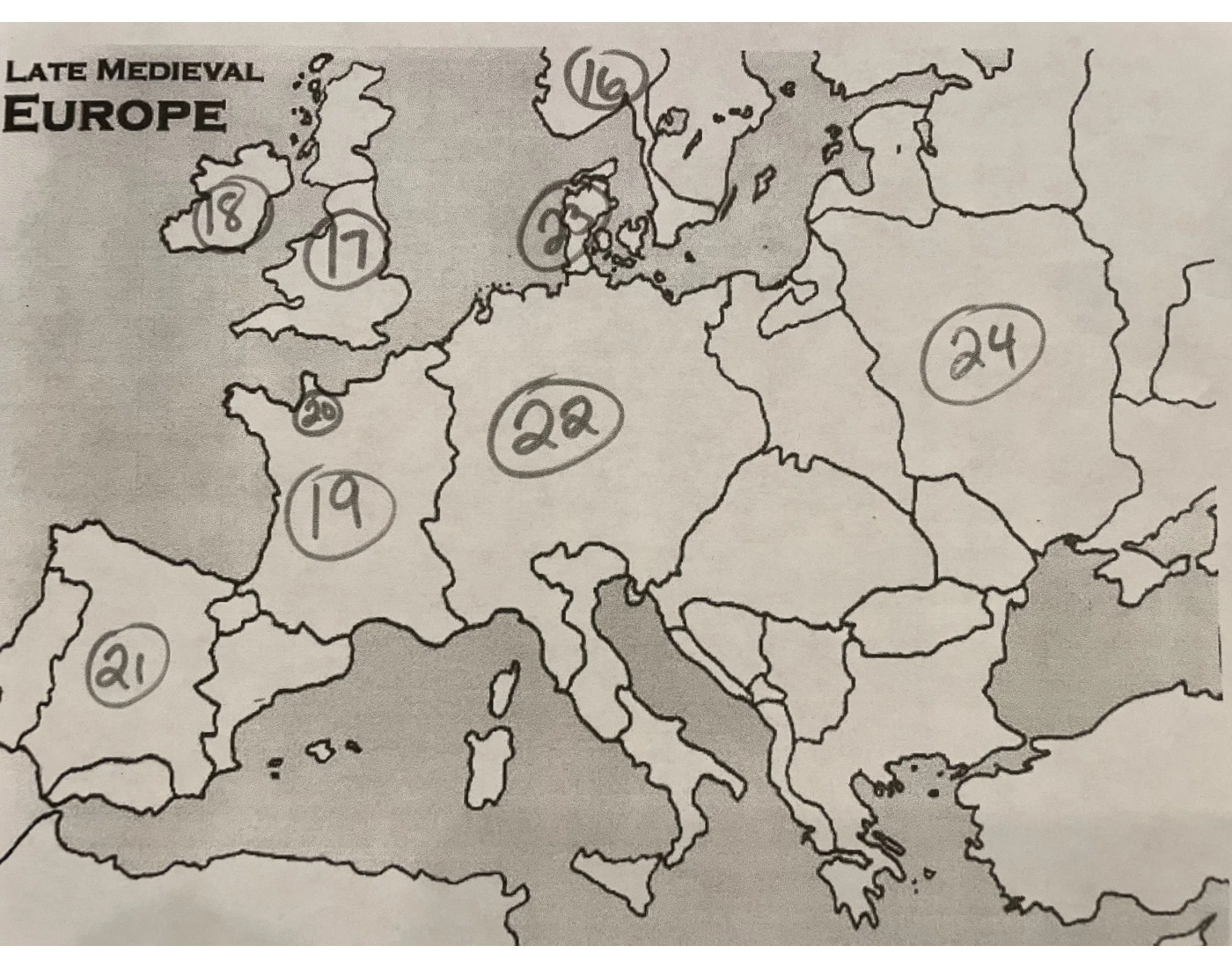 Medieval Map 2 Printable Worksheet