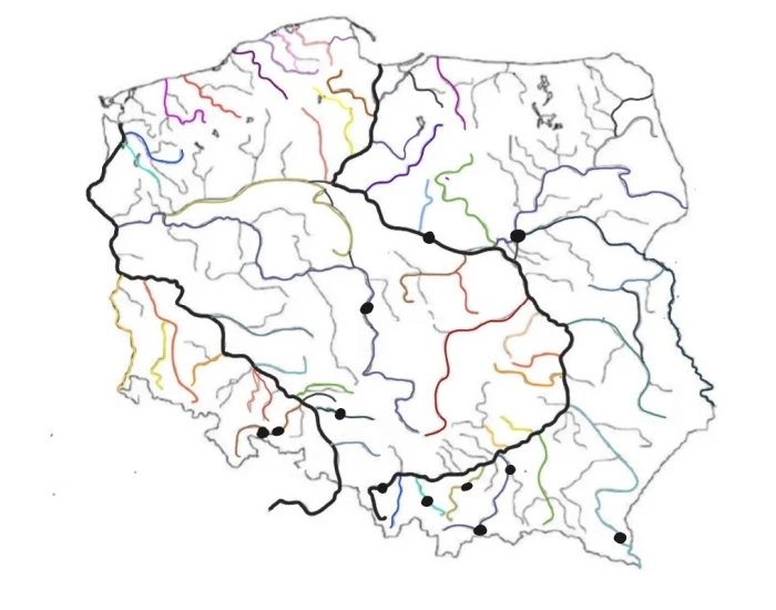 Mapa Polski Rzeki Rzeki, kanały i zbiorniki sztuczne Polski Quiz