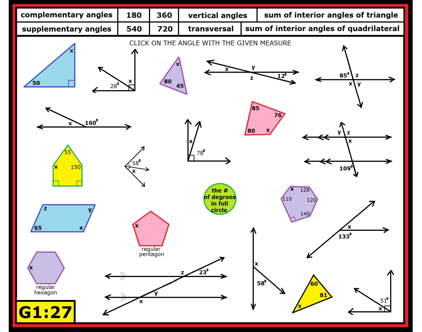 G1:27 Mixed Angles #2 Advanced Quiz