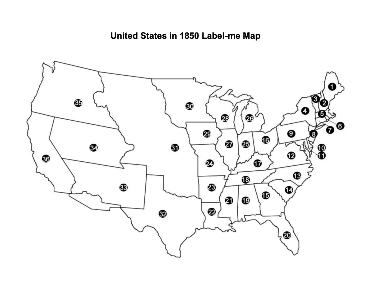 Label The States That Existed In Mid 1850