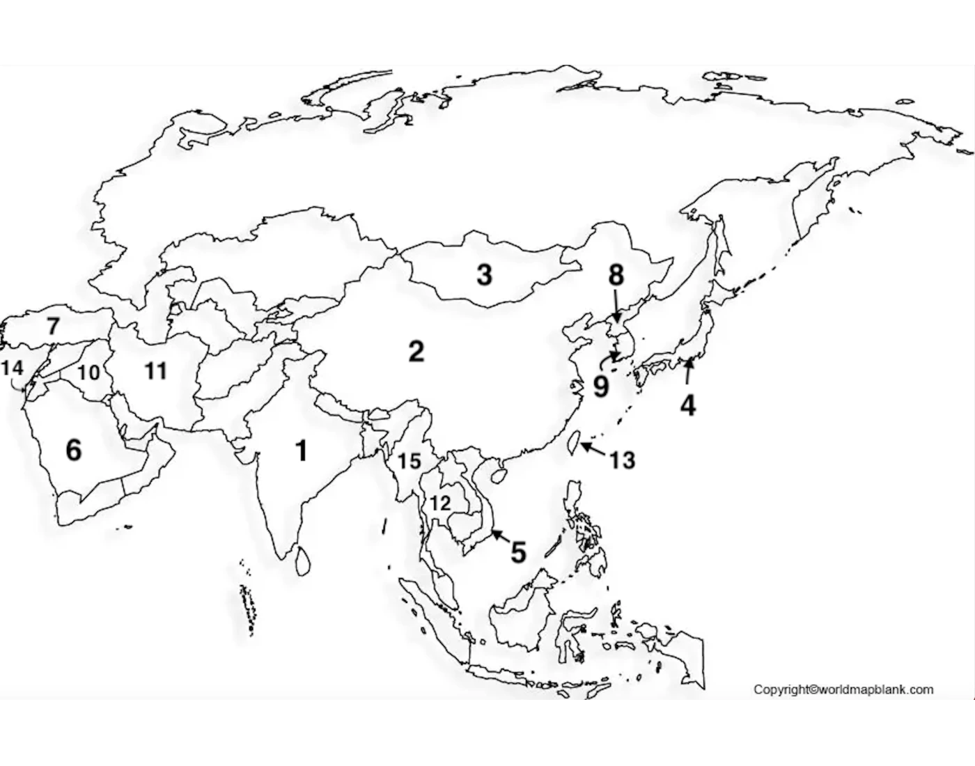 Asia Countries Map Quiz